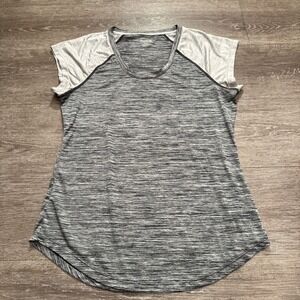Reebok Shirt Womens Medium Gray Heathered Short Sleeve Tee Running Workout